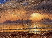 Albert Bierstadt Sunset over a Mountain Lake France oil painting artist
